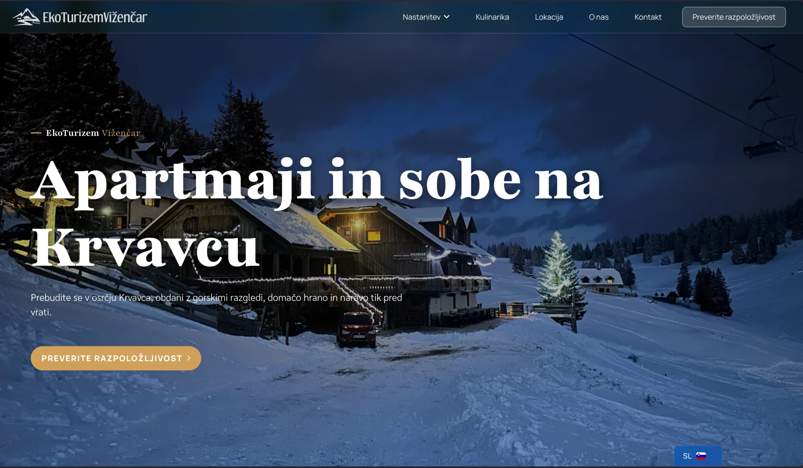 EkoTurizem Viženčar redesigned homepage
